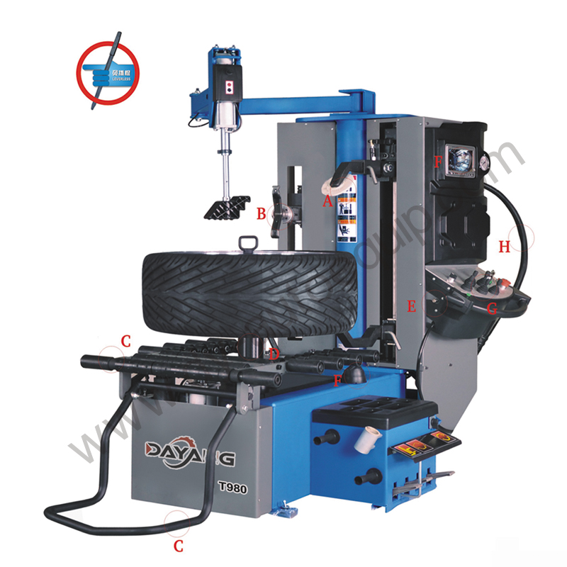 DY-T980 rim clamping insde 14'-30'tire changing machine